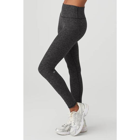 Alo Yoga Pants - Alo Yoga Alosoft Lavish Dark Heather Gray Two Piece Sports Bra Leggings Set Sz S